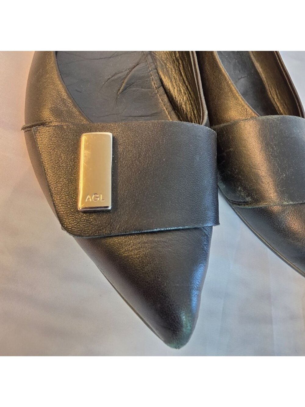 AGL Attilio Giusti Leombruni Italy Leather Pointed Skimmer Flats Women 40 - Picture 3 of 13